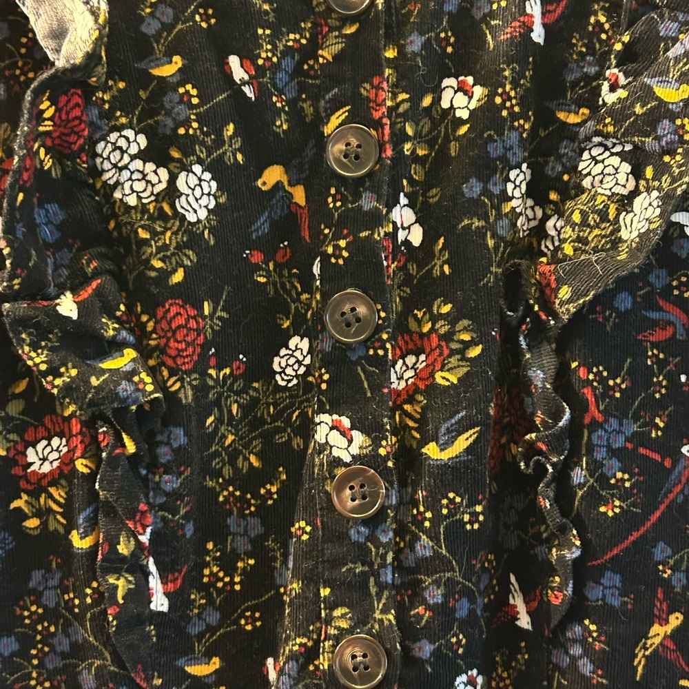 Madewell Corduroy Ruffle-Front Dress in Finch Floral Size 2 - Picture 8 of 9